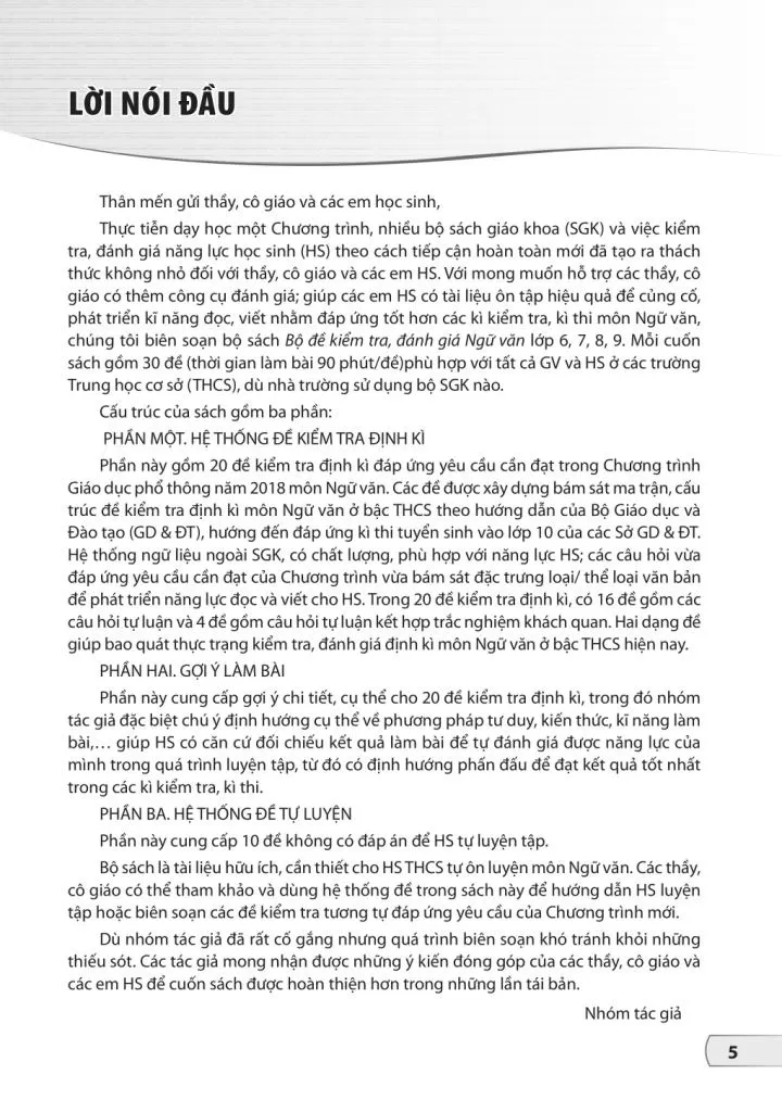BỘ ĐỀ KIỂM TRA, ĐÁNH GIÁ NGỮ VĂN LỚP 9 (Theo chương trình GDPT 2018)